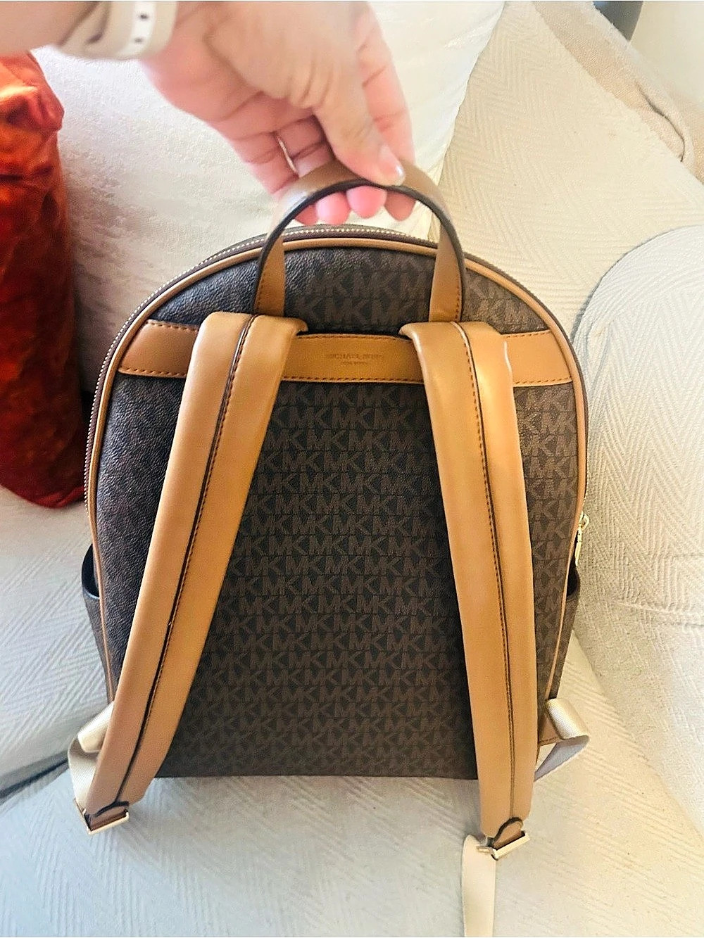 Michael Kors Rhea Medium Signature Logo Backpack Brown & Tan